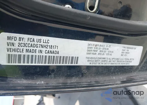 2022 Chrysler 300 Touring L from USA, damaged, VIN 2C3CCADG7NH218171